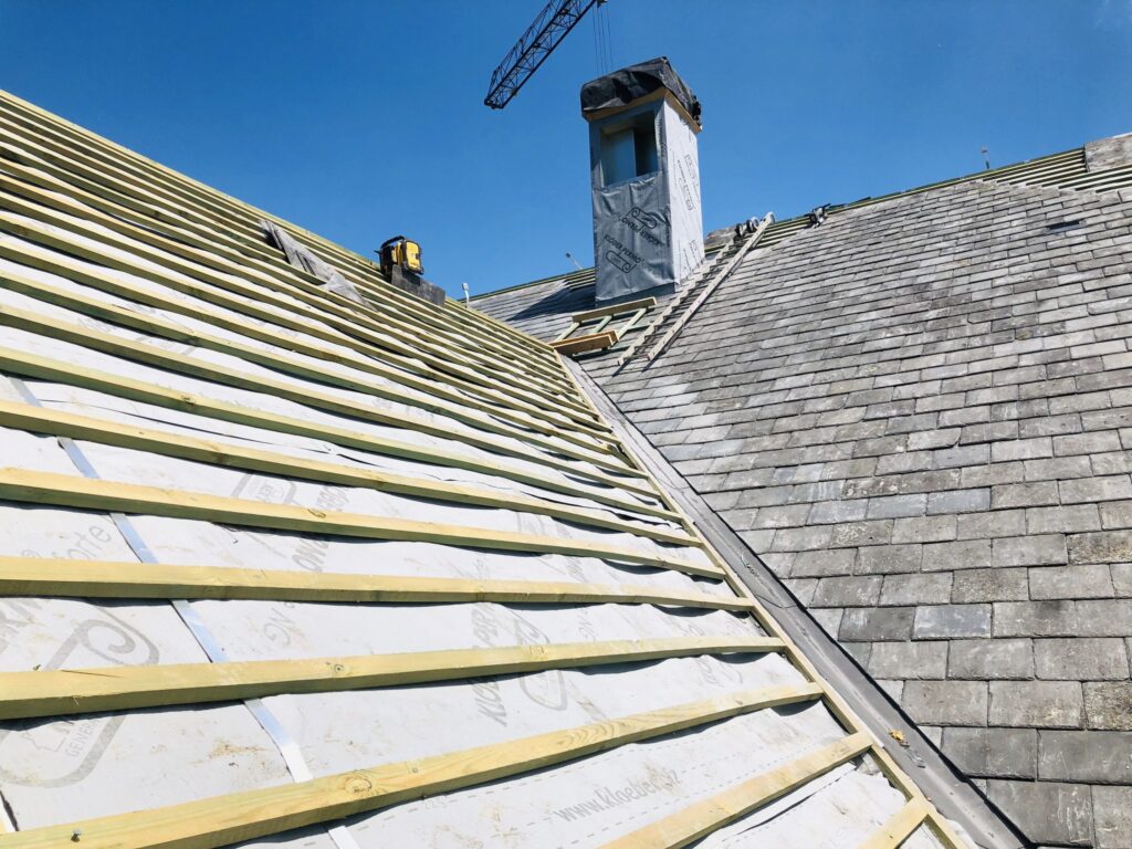 Welsh slate roof installation on UK home